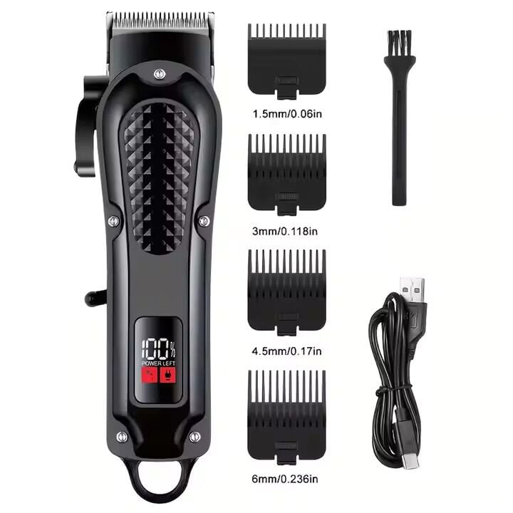 WA-2922 Berber Şarjlı Saç,Sakal,Ense,Vücut Traş Kesme Makinesi / Ergonomik Tasarım, Uzun Pil Ömrü, LED Ekran