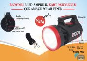 Everton RT-906 Güneş Panelli Radyolu 3 Ampullü Çok Amaçlı Solar Fener