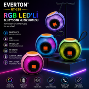 Everton RT-329 Rgb Led li Bluetooth, Usb/Sd/Fm Radyo Müzik Kutusu