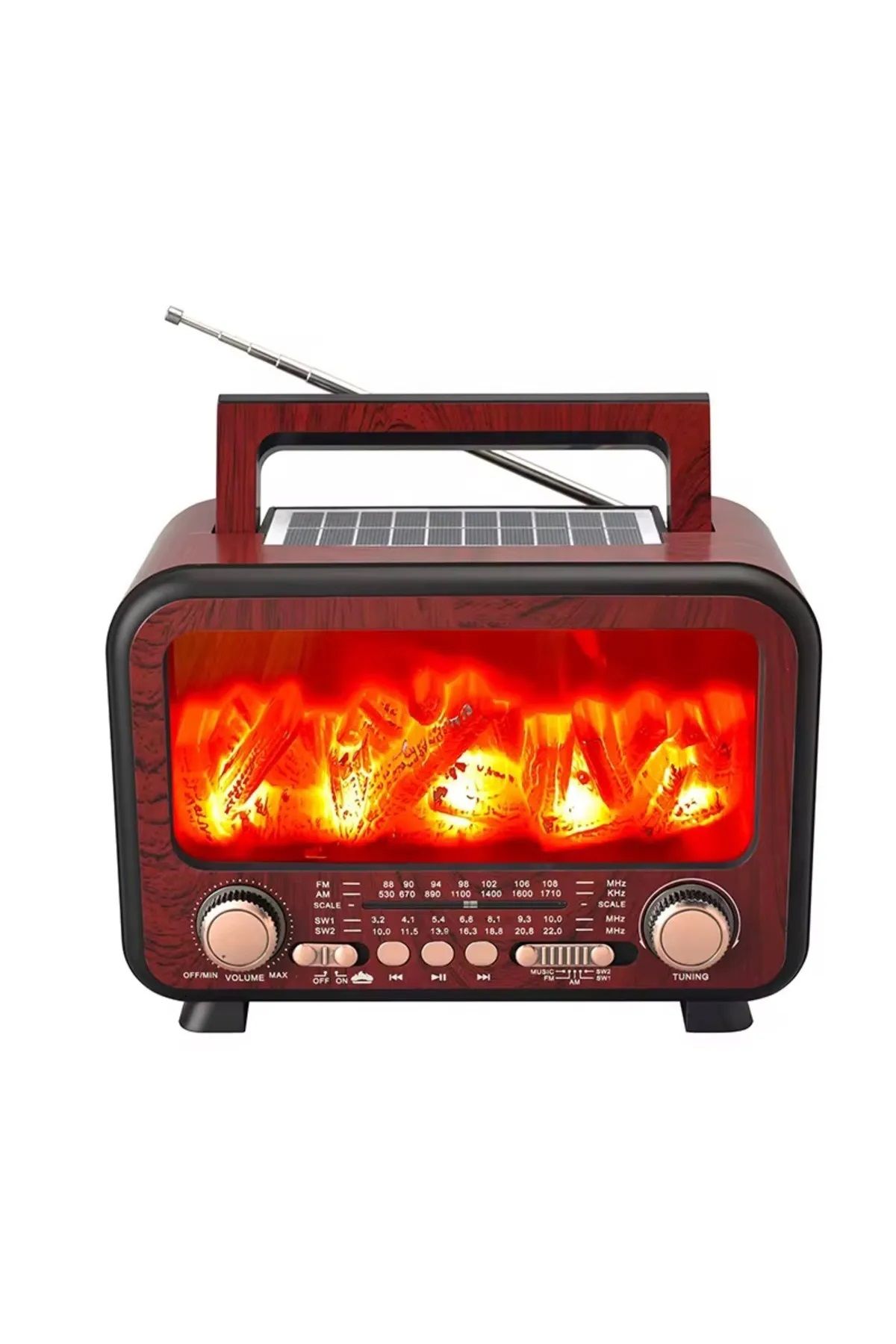 Everton Rt-754 Şömine Görünümlü Solar Güneş Enerjili Nostaljik Bluetooth/USB/Sd/ Radyo Mp3 Player Müzik Kutusu