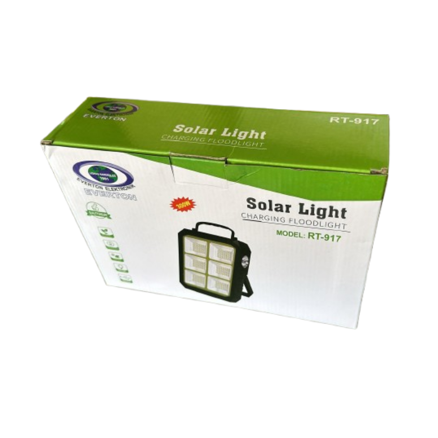 EVERTON RT-917 300W Solar LED Projektör Işık – Güneş Enerjili Şarjlı Dış Mekan Aydınlatma