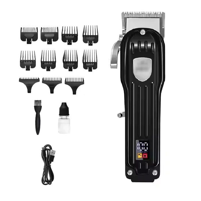 WA-095 Berber Şarjlı Saç,Sakal,Ense,Vücut Traş Kesme Makinesi / Ergonomik Tasarım, Uzun Pil Ömrü, LED Ekran