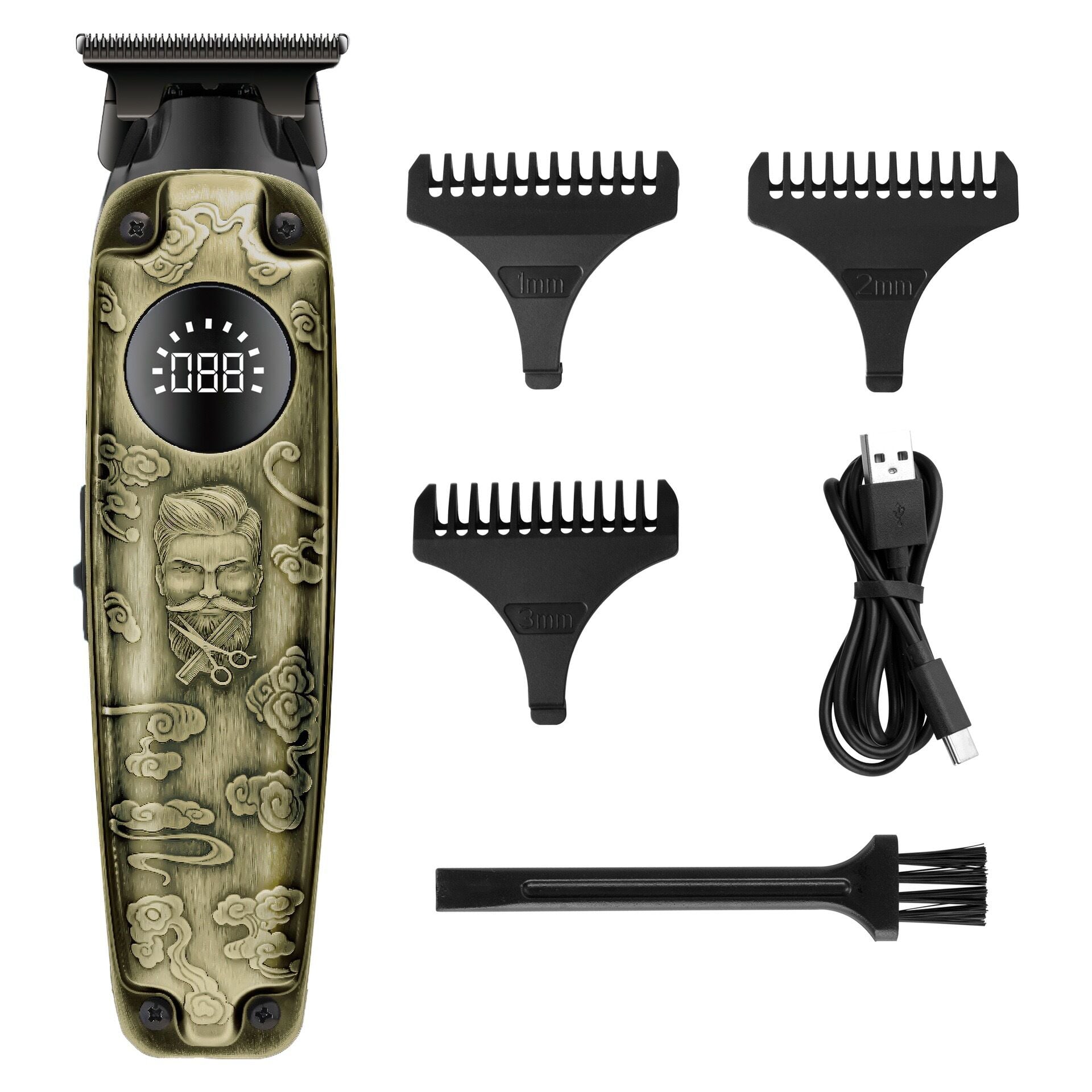 WA-0117 Profesyonel Şarjlı Saç,Sakal,Ense,Vücut Traş Kesme Makinesi / Ergonomik Tasarım, Uzun Pil Ömrü, LED Ekran