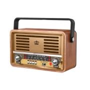 Retro Tasarımlı RT-785 AM/FM/SW 3 Band Radyolu Bluetooth Hoparlör - Güneş Paneli Destekli, USB/TF Müzik Çalar Özellikli