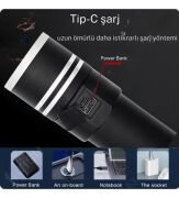 GK-9565 100w Ultra Güçlü 2200m Menzil Usb Giriş-Powerbank Lazer Silindir Şarjlı El Feneri 6000 mAh