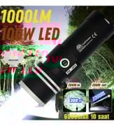 GK-9565 100w Ultra Güçlü 2200m Menzil Usb Giriş-Powerbank Lazer Silindir Şarjlı El Feneri 6000 mAh