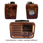 RT-701 Retro Radyo Bluetooth Hoparlör – USB/SD Kart Girişli, 3 Bant Radyo Alıcılı, Taşınabilir Şarjlı Nostaljik Radyo