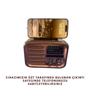 RT-701 Retro Radyo Bluetooth Hoparlör – USB/SD Kart Girişli, 3 Bant Radyo Alıcılı, Taşınabilir Şarjlı Nostaljik Radyo