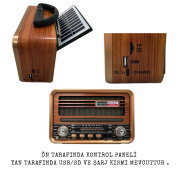 RT-708 Retro Radyo Bluetooth Hoparlör – Solar (Güneş Enerjili) Şarjlı, USB/SD Kart Girişli, TWS Destekli, 3 Bant Radyo