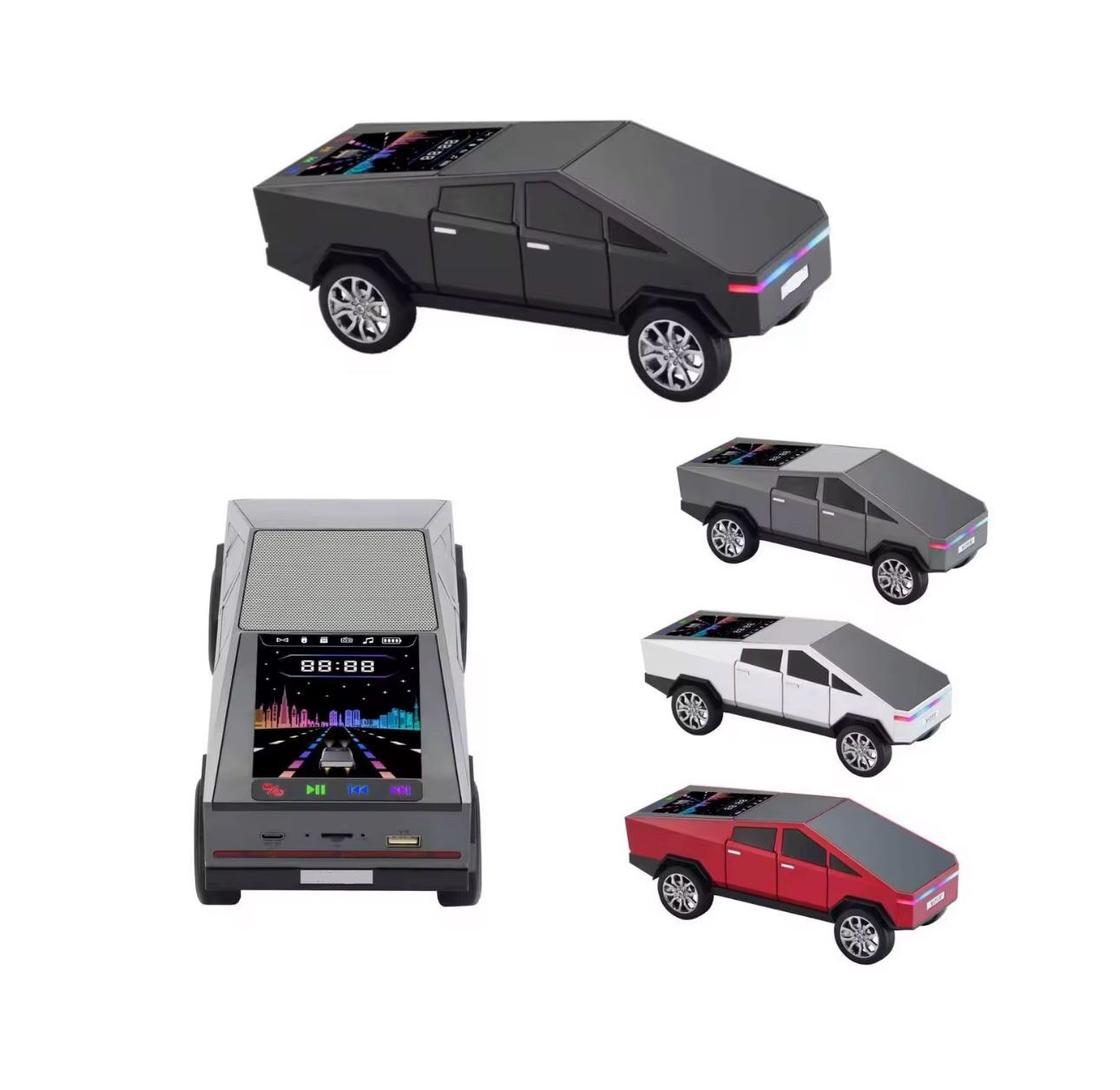 Everton RT-1972 Tesla Cybertruck Araba Tasarımlı Bluetooth Hoparlör – TF Kart / USB / FM Destekli