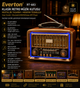 Everton Rt-683 / Solar Güneş Enerjili / Nostalji Bluetooth/USB/Sd/ Radyo Mp3 Player Müzik Kutusu
