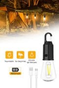 V-012 Taşınabilir USB Şarjlı Led Ampul Outdoor Kamp Bahçe Lambası Askılı Kırılmaz Led Işık