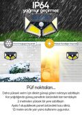 V-067 GÜNEŞ ENERJİLİ 100 Led 4 Taraflı Bahçe Garaj Ev Aydınlatma Aplik Bahçe Lambası Bahçe Aydınlatma