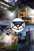 V-067 GÜNEŞ ENERJİLİ 100 Led 4 Taraflı Bahçe Garaj Ev Aydınlatma Aplik Bahçe Lambası Bahçe Aydınlatma