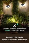 V-067 GÜNEŞ ENERJİLİ 100 Led 4 Taraflı Bahçe Garaj Ev Aydınlatma Aplik Bahçe Lambası Bahçe Aydınlatma