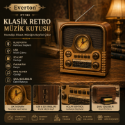 Everton RT-743 / Klasik Retro , Nostalji Bluetooth/USB/Sd/ Radyo Mp3 Player Müzik Kutusu