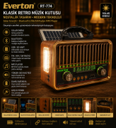 Everton RT-774 / Klasik Retro Solar Enerjili , Fenerli ,Nostalji Bluetooth/USB/Sd/ Radyo Mp3 Player Müzik Kutusu