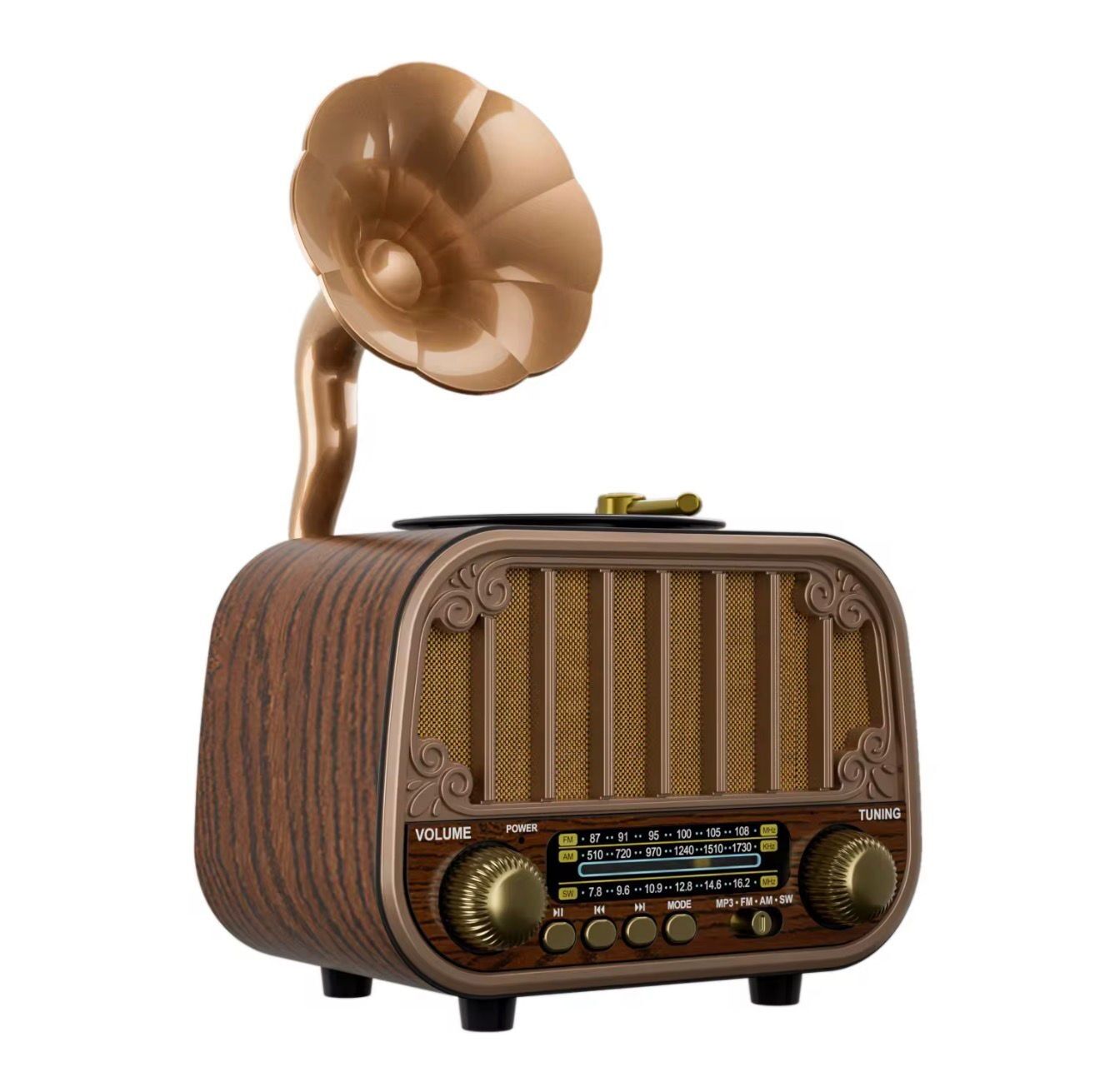 Everton RT-738 Şık Tasarımlı Gramafon Görünümlü Klasik Retro Nostalji Bluetooth/USB/Sd/ Radyo Mp3 Player Müzik Kutusu
