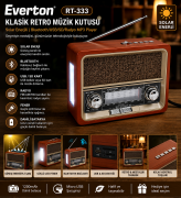 Everton RT-333 Klasik Retro Solar Enerjili , Nostalji Bluetooth/USB/Sd/ Radyo Mp3 Player Müzik Kutusu