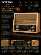 Everton Rt-606 Dev Büyük Boy Nostaljik Bluetooth/USB/Sd/ Radyo Mp3 Player Müzik Kutusu