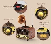 Everton RT-728 Şık Tasarımlı Gramafon Görünümlü Klasik Retro Nostalji Bluetooth/USB/Sd/ Radyo Mp3 Player Müzik Kutusu