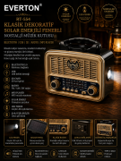 Everton RT-554  Klasik Dekoratif Solar Enerjili Fenerli , Nostalji Bluetooth/USB/Sd/ Radyo Mp3 Player Müzik Kutusu