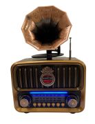 Everton RT-606 Gramafon Tasarımlı ve Görünümlü , Nostalji Bluetooth/USB/Sd/ Radyo Mp3 Player Müzik Kutusu