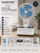 Everton Rt-951 Şarjlı Vantilatör , Saat Özelikli Bluetooth USB-SD Card Nostaljik Radyo Mp3 Müzik Çalar