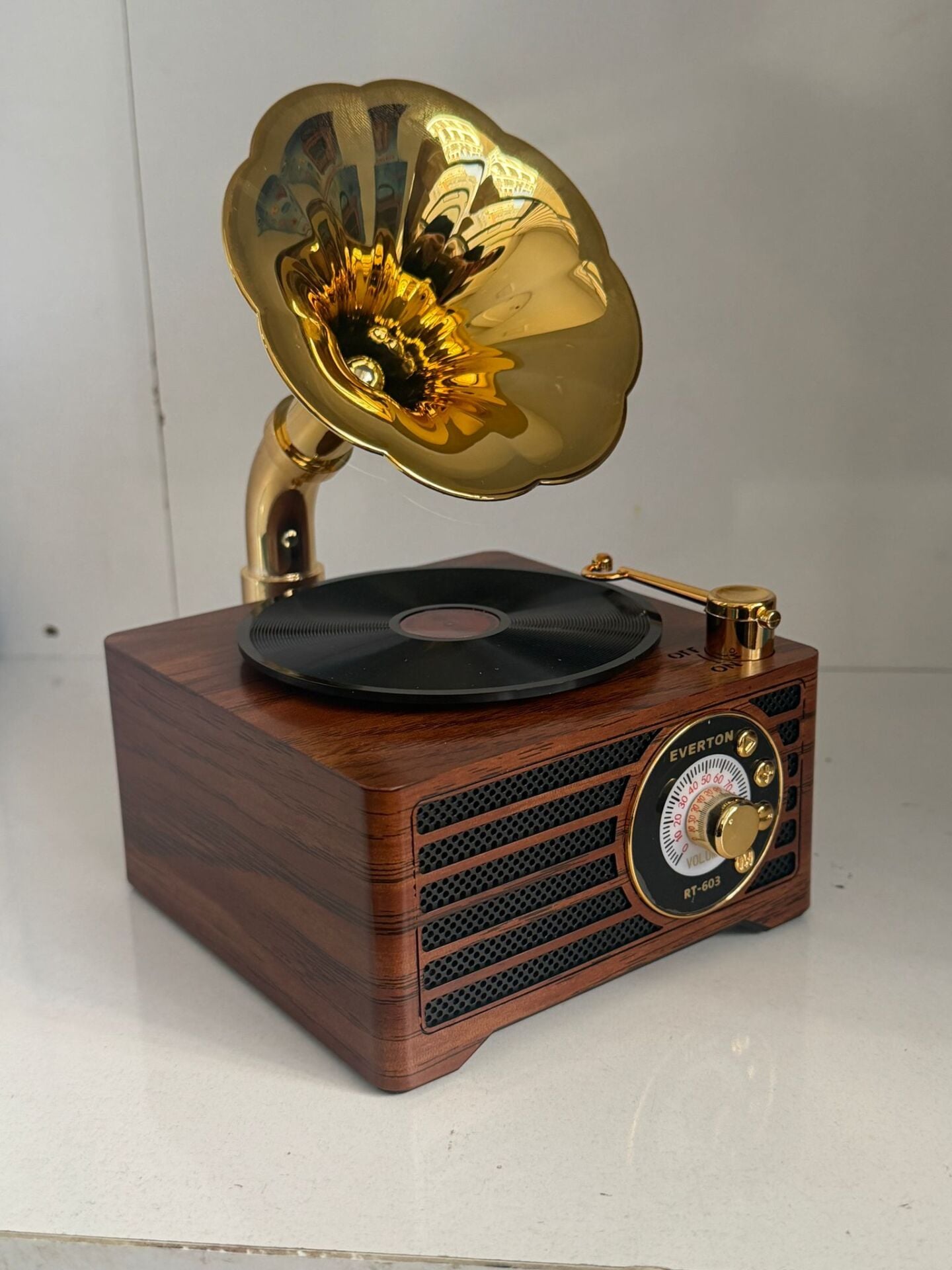 Everton RT-603 Özel Plak ve Gramafon Tasarım Klasik Retro Nostalji Bluetooth/USB/Sd/ Radyo Mp3 Player Müzik Kutusu