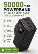 Gk-Y434 50.000 mAh 22.5W PD Hızlı Şarj 4 Port Usb ve Kendinden Kablolu Şarj Göstergeli Led Işıklı Taşınabilir Kamp Lambalı Powerbank