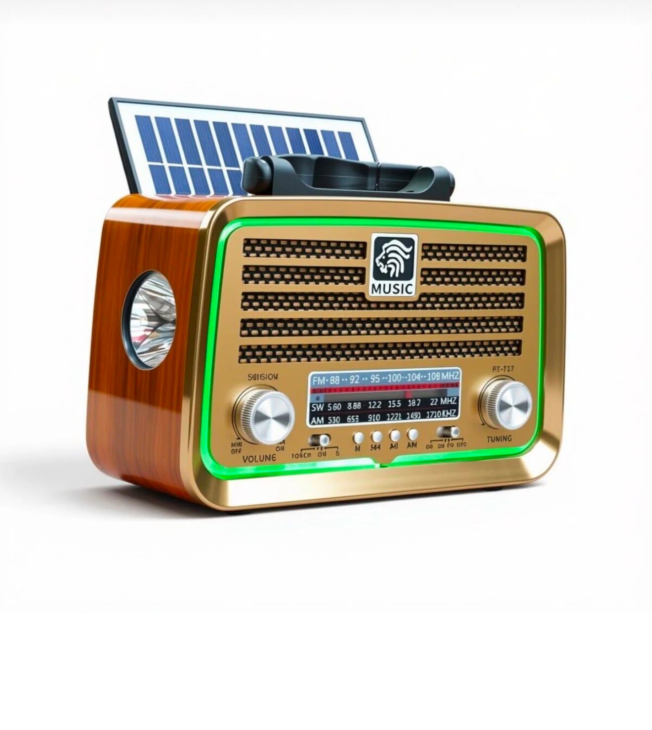 Everton RT-717 Klasik Retro Solar Güneş Enerjili LEDLİ Fenerli Nostalji Bluetooth/USB/Sd/ Radyo Mp3 Player Müzik Kutusu