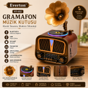 Everton RT-602 Özel Plak Gramafon Tasarımlı Ledli Klasik Retro Nostalji Bluetooth/USB/Sd/ Radyo Mp3 Player Müzik Kutusu