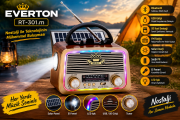 Everton RT-301.m Bluetooth-USB-SD-FM Şarjlı,Solarlı,Ledli, Nostaljik Radyo El Fenerl Radyo