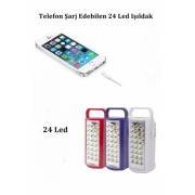 24 Led USB li Işıldak 80 saat usb şarj girişli