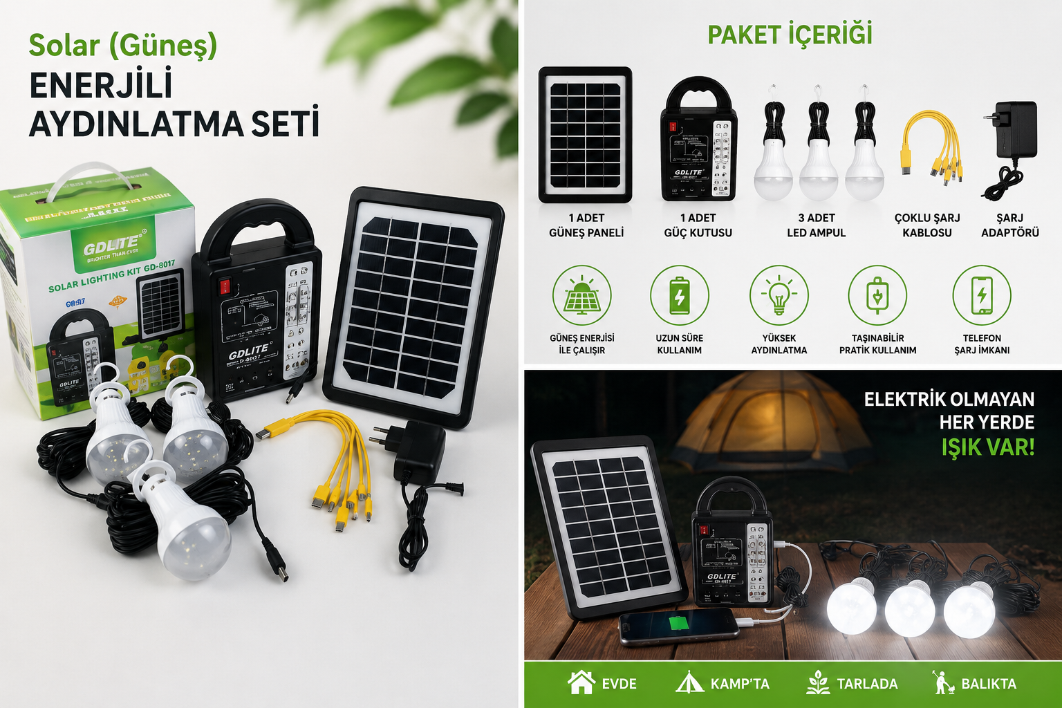 DAT AT-999 Güneş Enerjili Solar Panel Aydınlatma Sistemi