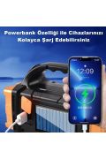 V-2678 Uzun Menzilli Solar Panelli 25W Powerbank+usb Çıkış 4 Mod lu Ultra Güçlü Ledli Şarjlı Fener Işıldak