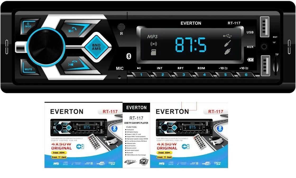 Everton RT-117 ÇİFT USB\'li USB-SD-FM-AUX- Bluetooth Oto Teyp 4x50 Watt