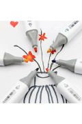12 Adet Cift Tarafli Marker Kalem Seti kutulu Keçeli Kalem Seti Profesyonel Art Marker Boya
