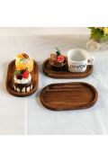 4 Lü Ahşap Tepsi Çay Tepsisi Kahve Tepsisi Sunum Tepsisi Sunumluk