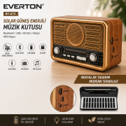 Everton RT-673 Orta Boy Solar Güneş Enerjili Bluetooth/USB/Sd kart/ Radyo mp3 Player Müzik Kutusu