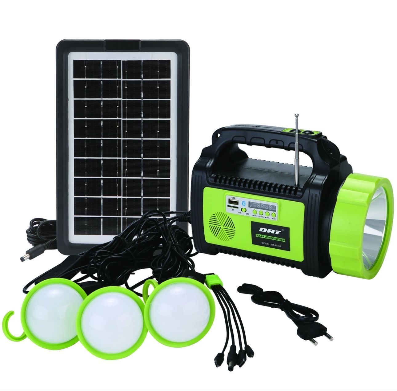 RT-908 Solar Güneş Panelli Powerbank Mp3 Radyo Bluetooth Işıldak El Feneri Aydınlatma