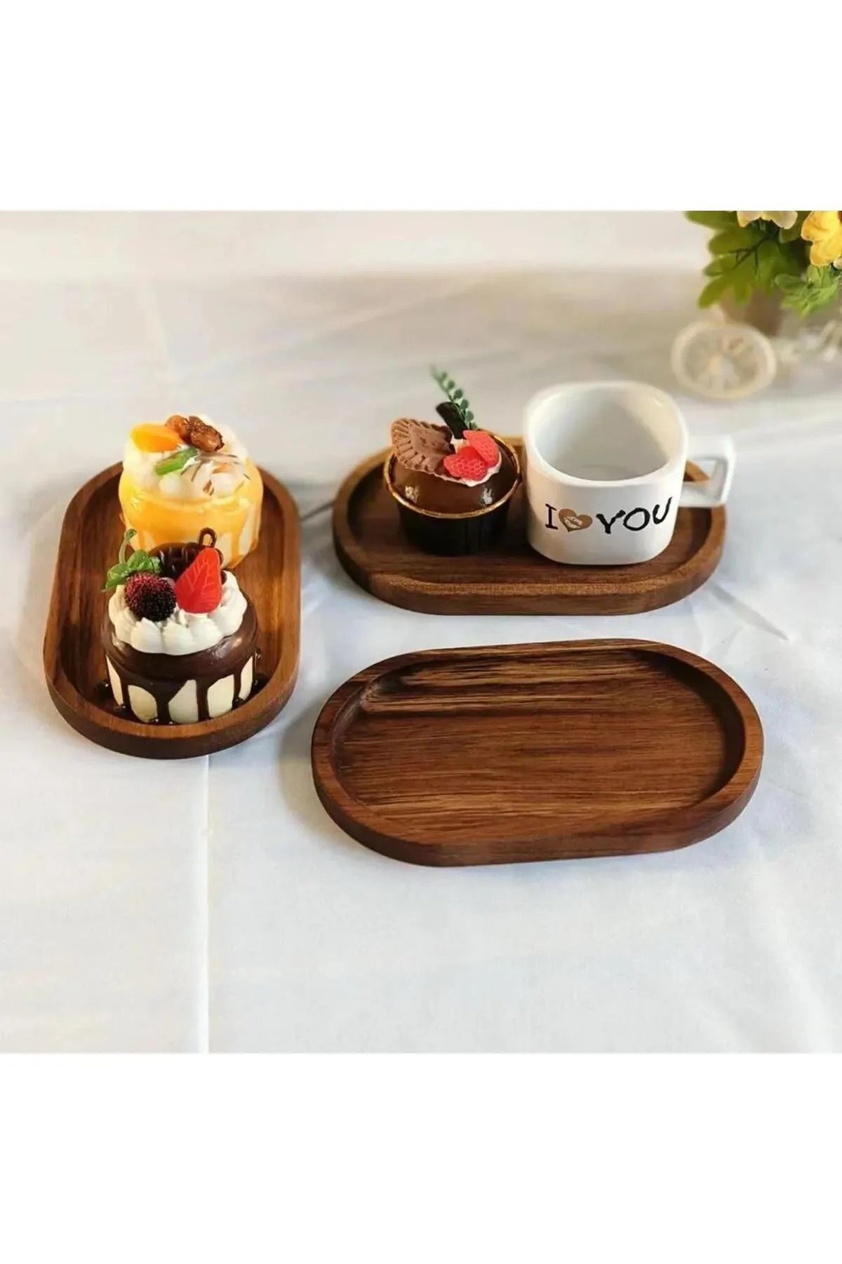 1 Adet Ahşap Tepsi Çay Tepsisi Kahve Tepsisi Sunum Tepsisi Sunumluk